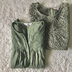 Nanette Lepore Green Lace Tops Women’s Size Medium